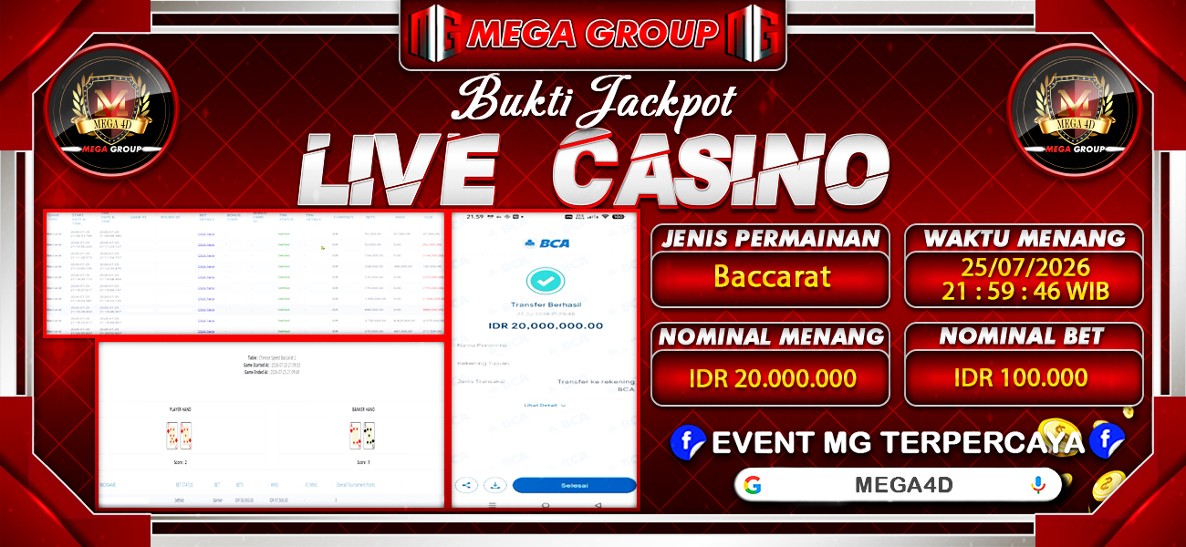 Bukti JP situs Mega4D hari Sabtu, 25 Juli 2026