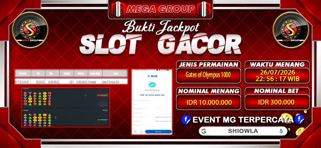 Bukti JP situs Shiowla hari Minggu, 26 Juli 2026