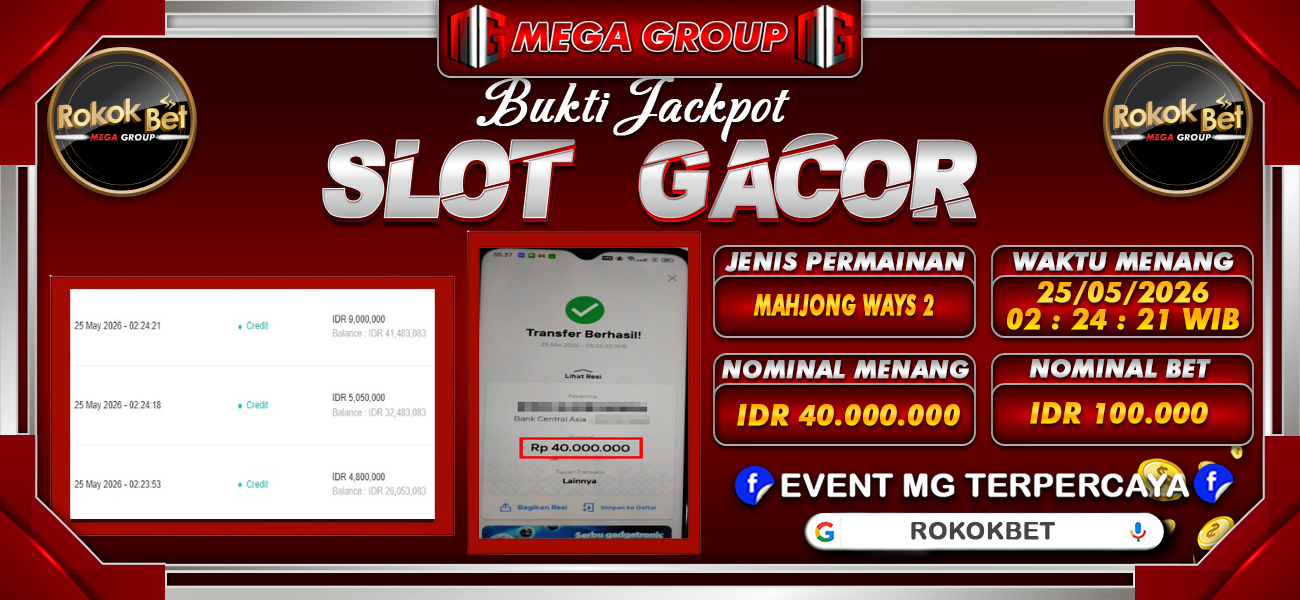 Bukti JP situs Rokokbet hari Senin, 25 Mei 2026