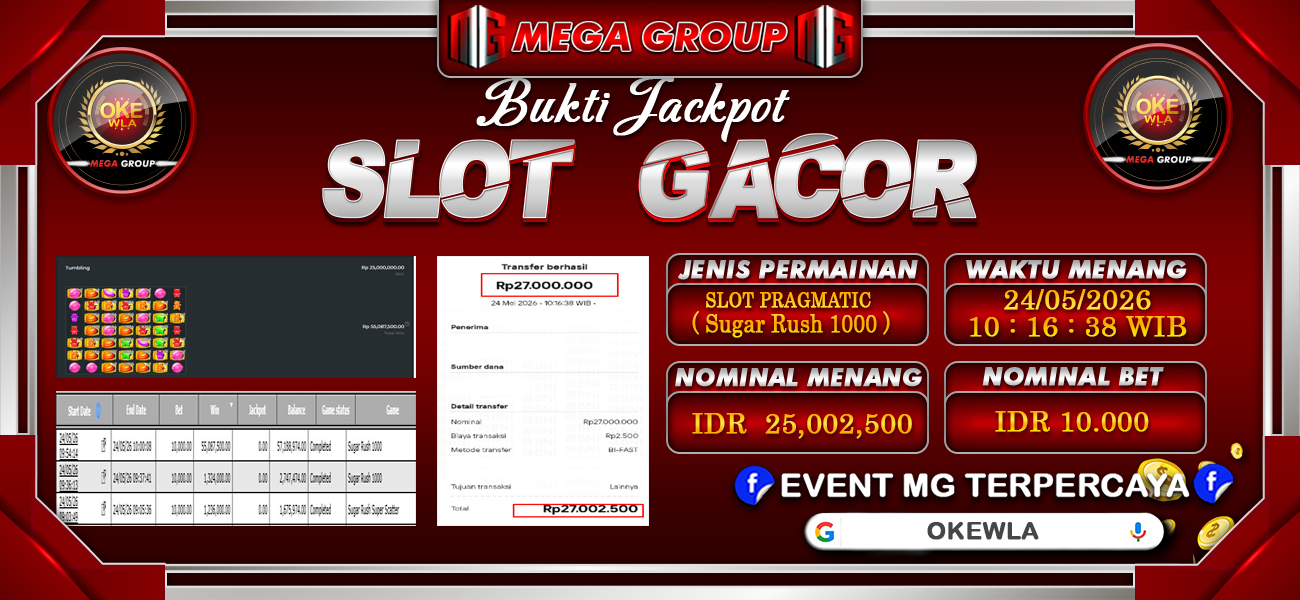 Bukti JP situs Okewla hari Senin, 25 Mei 2026