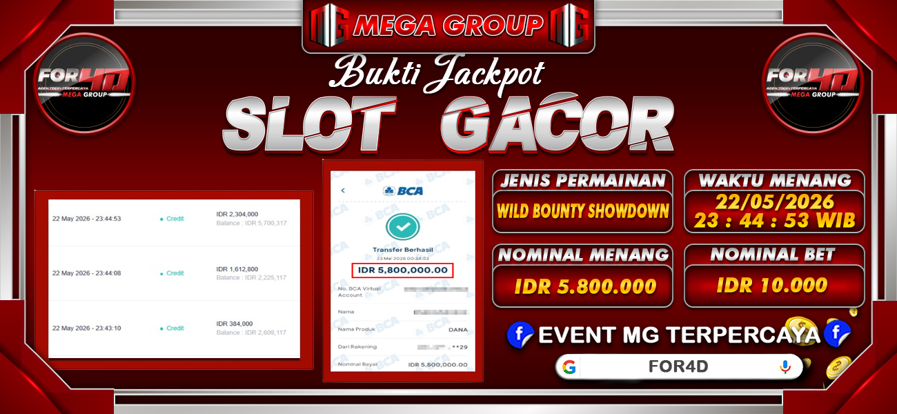 Bukti JP situs For4D hari Sabtu, 23 Mei 2026