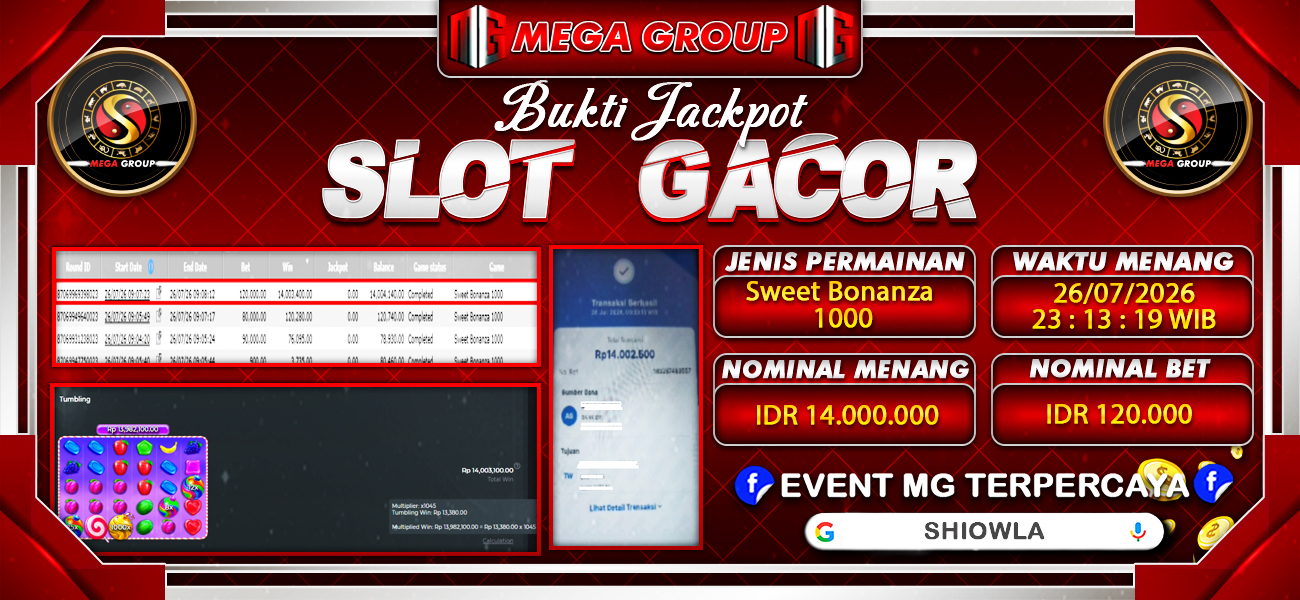 Bukti JP situs Shiowla hari Minggu, 26 Juli 2026